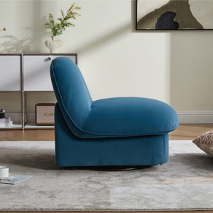 Pumpkin Shaped Swivel Accent Chair, 360 Degree Rotation For Living Room