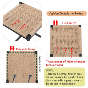 Kitchen Bar Stools with Footrest Set of 2 Paper Rope Weave Dining Chairs