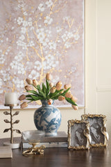 5x5x4.5' Gold Lizard Pedestal Bowl with Ribbed Glass Dish