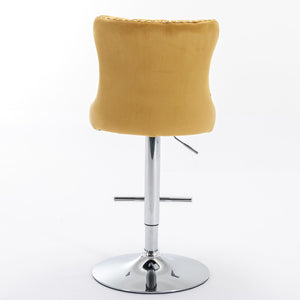 Swivel Barstools Adjusatble Seat Height From 25-33", Modern Upholstered Base Bar Stools With Backs Comfortable Tufted For Home Pub And Kitchen Island (Set of 2)
