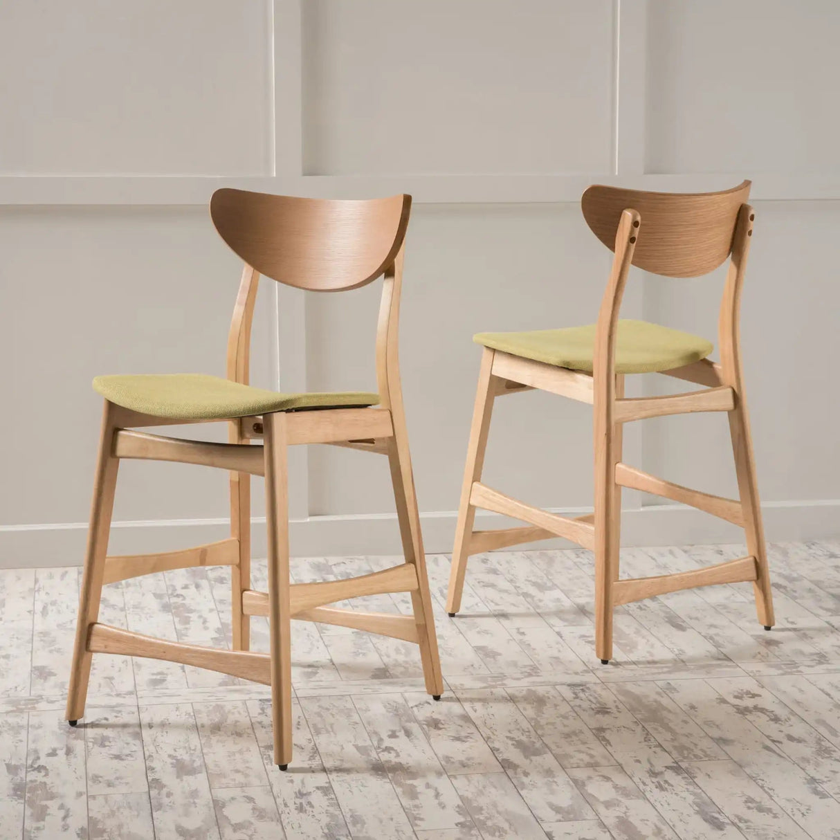 Retro Modern Counter Height Chair Set with Cushioned Seats