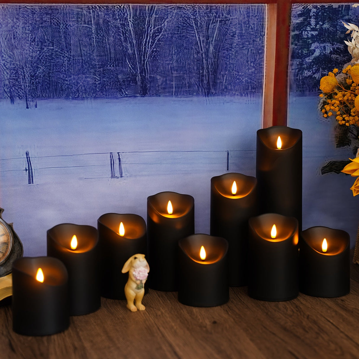 Flickering Flameless LED Candles – 9pcs Set w/ Remote & Timer for Decoration