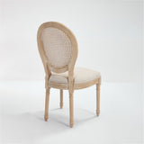 French Country Dining Chairs Set of 2 Upholstered with Rattan Back