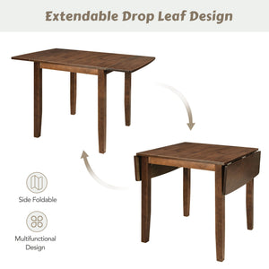 TOPMAX 3-Piece Wood Drop Leaf Breakfast Nook Dining Table Set with 2 X-back Chairs