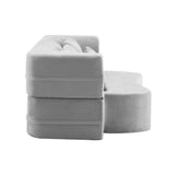 Queen Size Modern Light Grey Floor Sofa with 4 Pillows