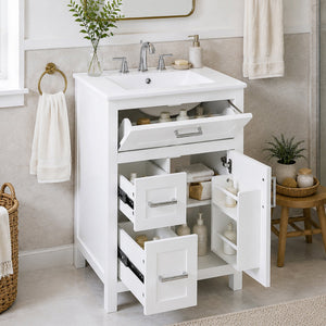 24 Inch Bathroom Vanity with Ceramic Sink