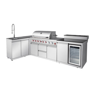 Outdoor Kitchen Island with 6+1 Burner Propane Gas BBQ Grill