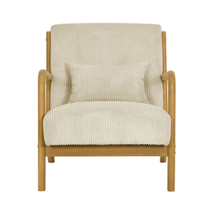 Corduroy Upholstered Wooden Armchair
