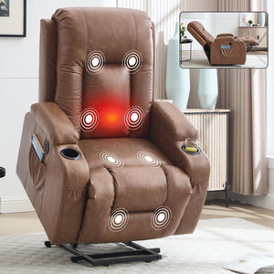 Brown PU Infinite Position Power Lift Recliner Chair