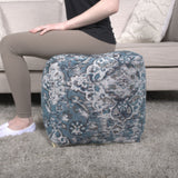 Anita Square Pouf Ottoman and Floor Cushion - Blue
