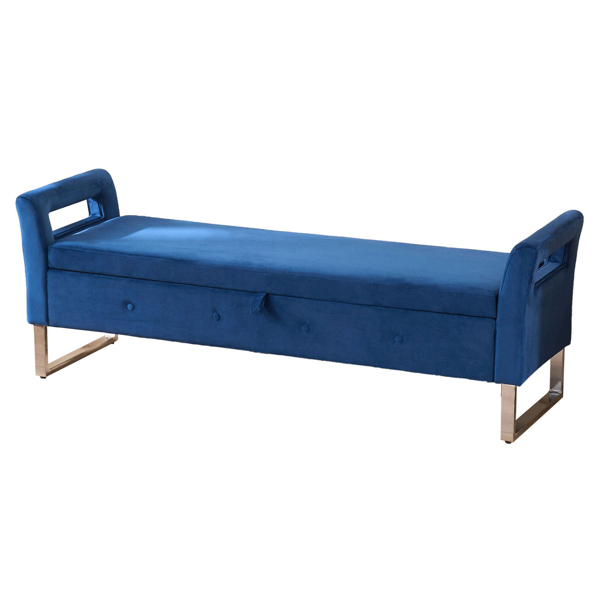 Wide Storage Soft Ottoman Bench With Armrests