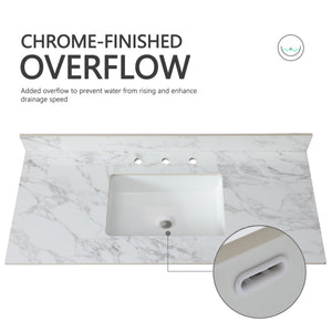 Elegant Sintered Stone Bathroom Vanity Top With Rectangular Undermount Ceramic Sink