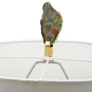 Verdant Agate-Slice Table Lamp with Marble Base