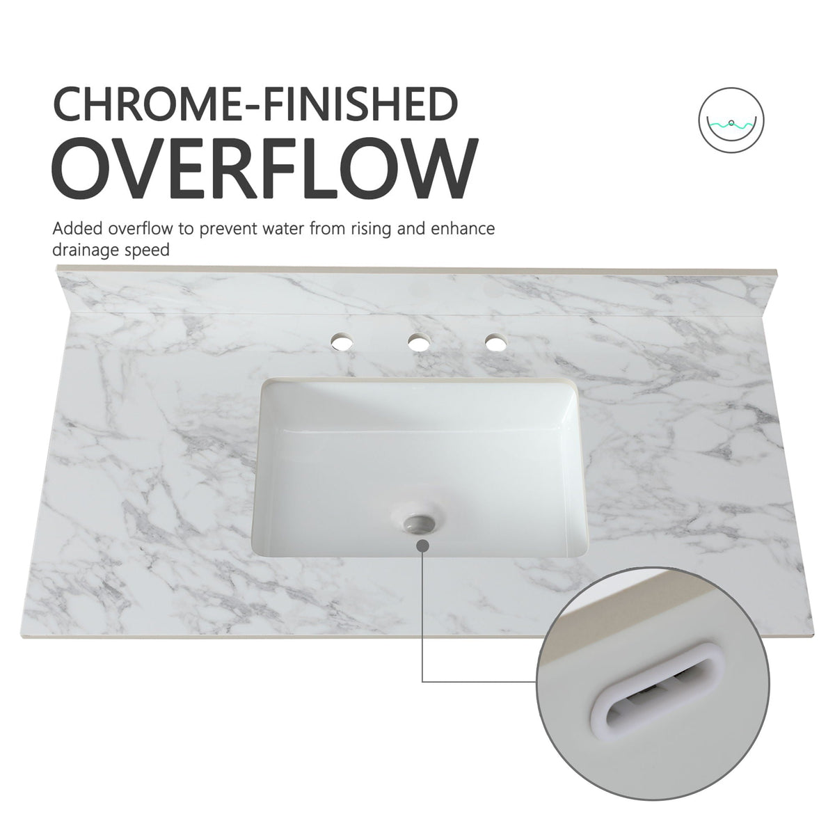Elegant Sintered Stone Bathroom Vanity Top With Rectangular Undermount Ceramic Sink