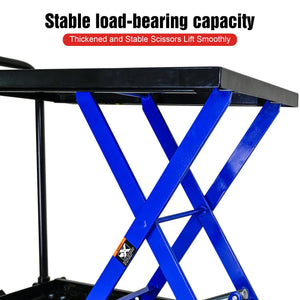 Hydraulic Lift Trolley, 500 Lbs Capacity, With 4 Wheels, For Material Handling And Transportation - Black / Blue