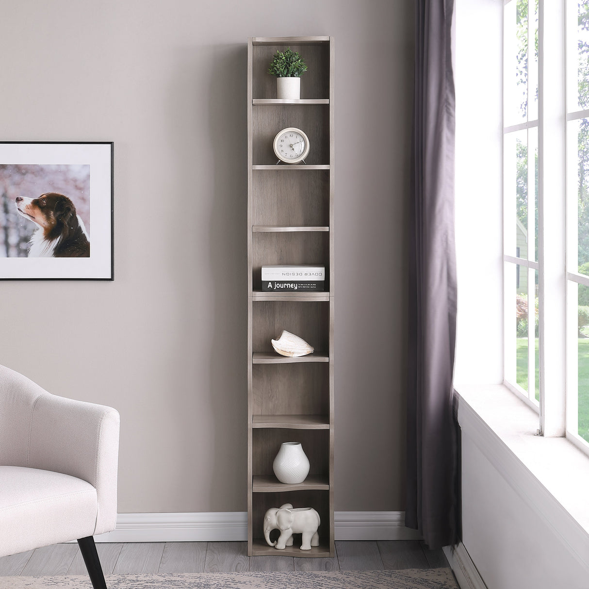 8-Layer Adjustable Shelf Ultra-Thin Bookshelf