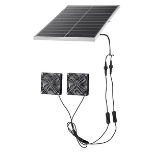 Solar Powered Fan with 30W Solar Panel and Dual Fans