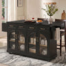 K&K 65" Kitchen Island with Storage & Drop Leaf