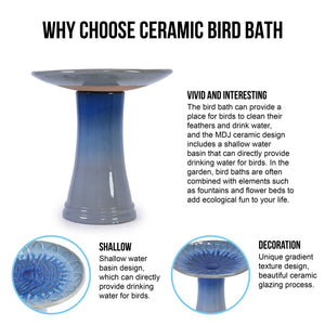 Birdbath For Patio, Garden - Blue Gray