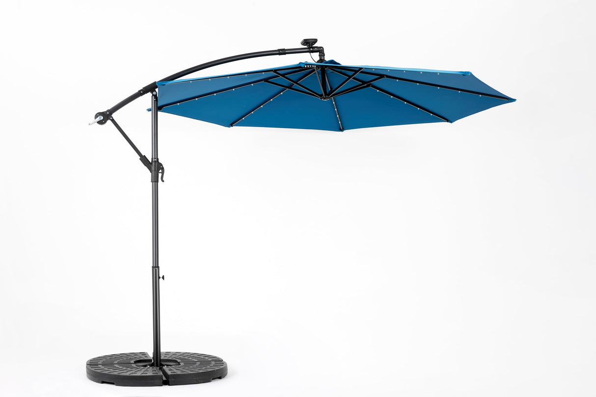 10ft Solar LED Offset Hanging Market Patio Umbrella (Dark Blue)