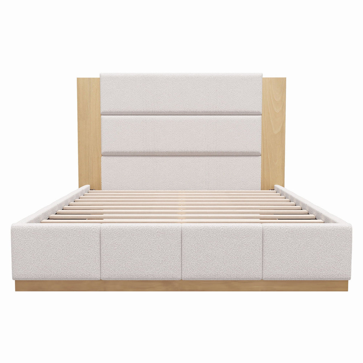 Modern Upholstered Platform Bed With Extended Headboard