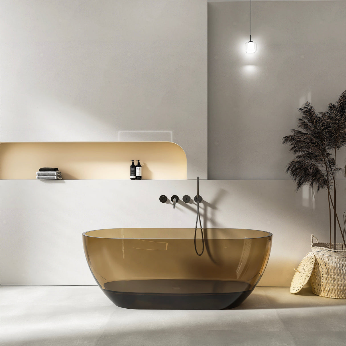 59 Inch Small-Size Resin Oval Freestanding Bathtub
