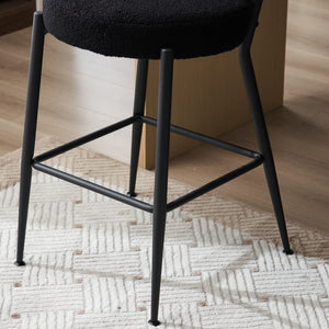 Modern Teddy Fabric Upholstered Bar Stools - Legs