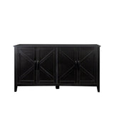 Cabinet With 4 Doors and 4 Open Shelves Freestanding Sideboard