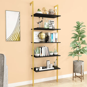 5-Tier Bookshelf Solid Wood Ladder Shelf