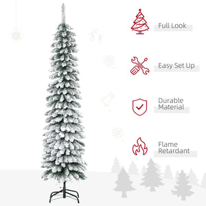 HOMCOM 6' Tall Unlit Snow Flocked Artificial Christmas Tree
