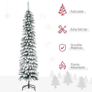 HOMCOM 6' Tall Unlit Snow Flocked Artificial Christmas Tree