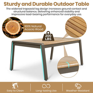 6-Piece Outdoor Patio Furniture Set with Steel Frame Sofa & Acacia Wood Table