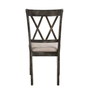 Claudia II - Side Chair (Set of 2) - Beige Fabric & Weathered Gray