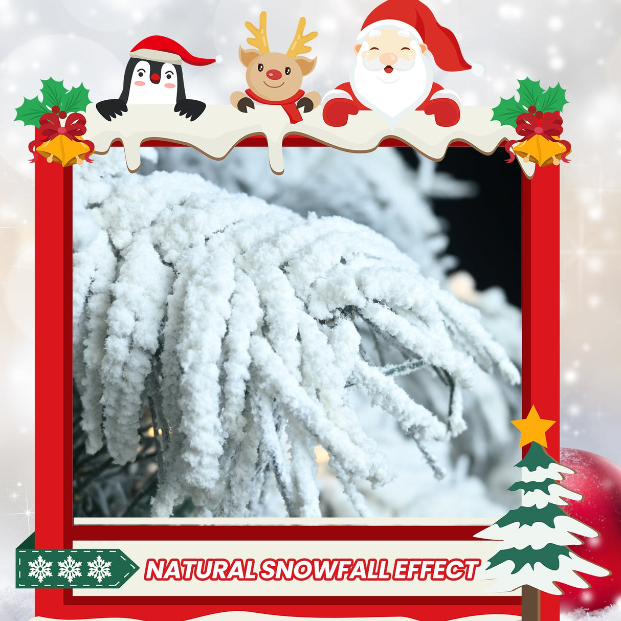 6ft Flocked Scarecrow-Shaped Christmas Tree with 270 Warm Lights