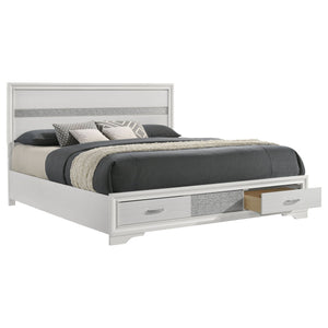 California King Storage Platform Bed With 2 Drawer - White