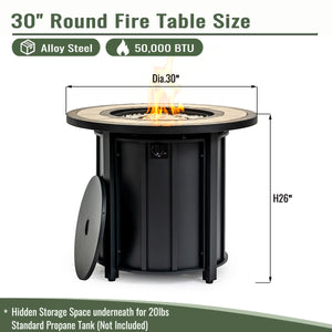 30" Propane Gas Fire Pit Table with Mosaic Ceramic Tabletop