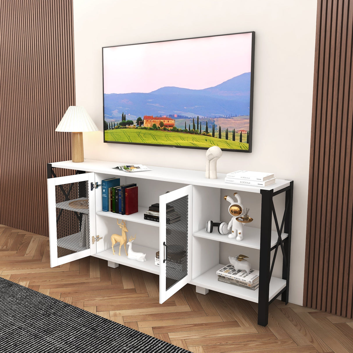 Industrial TV Stand for Living Room and Bedroom