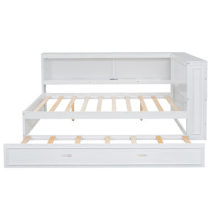 Daybed With Storage Shelves, LED, USB, And Trundle