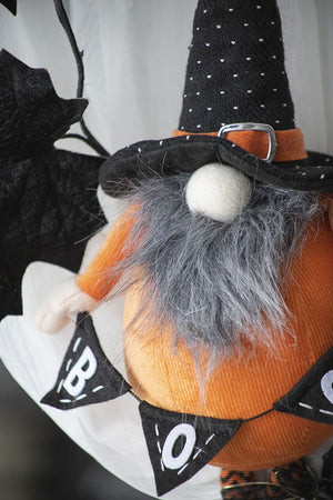 Standing Gnome With Gnome & Holding Banner, For Halloween Decor