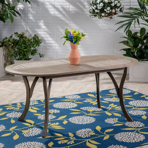 Outdoor Table With Smooth Lines, Slat Top