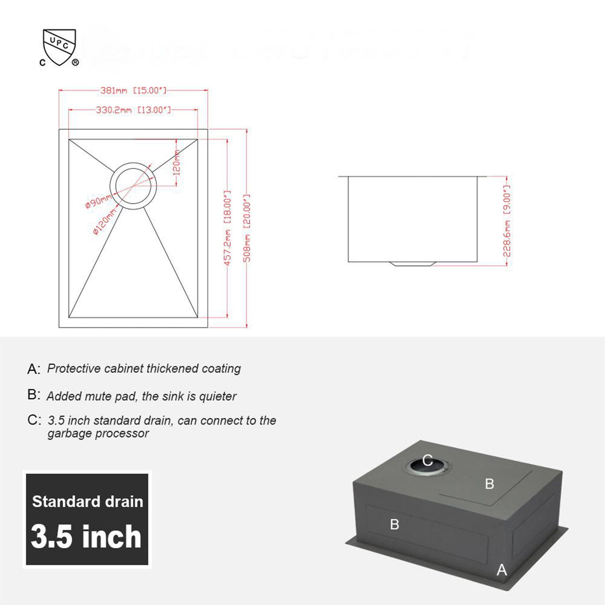 Modern Style Undermount Sink With Stainless Steel, Deep Single Bowl