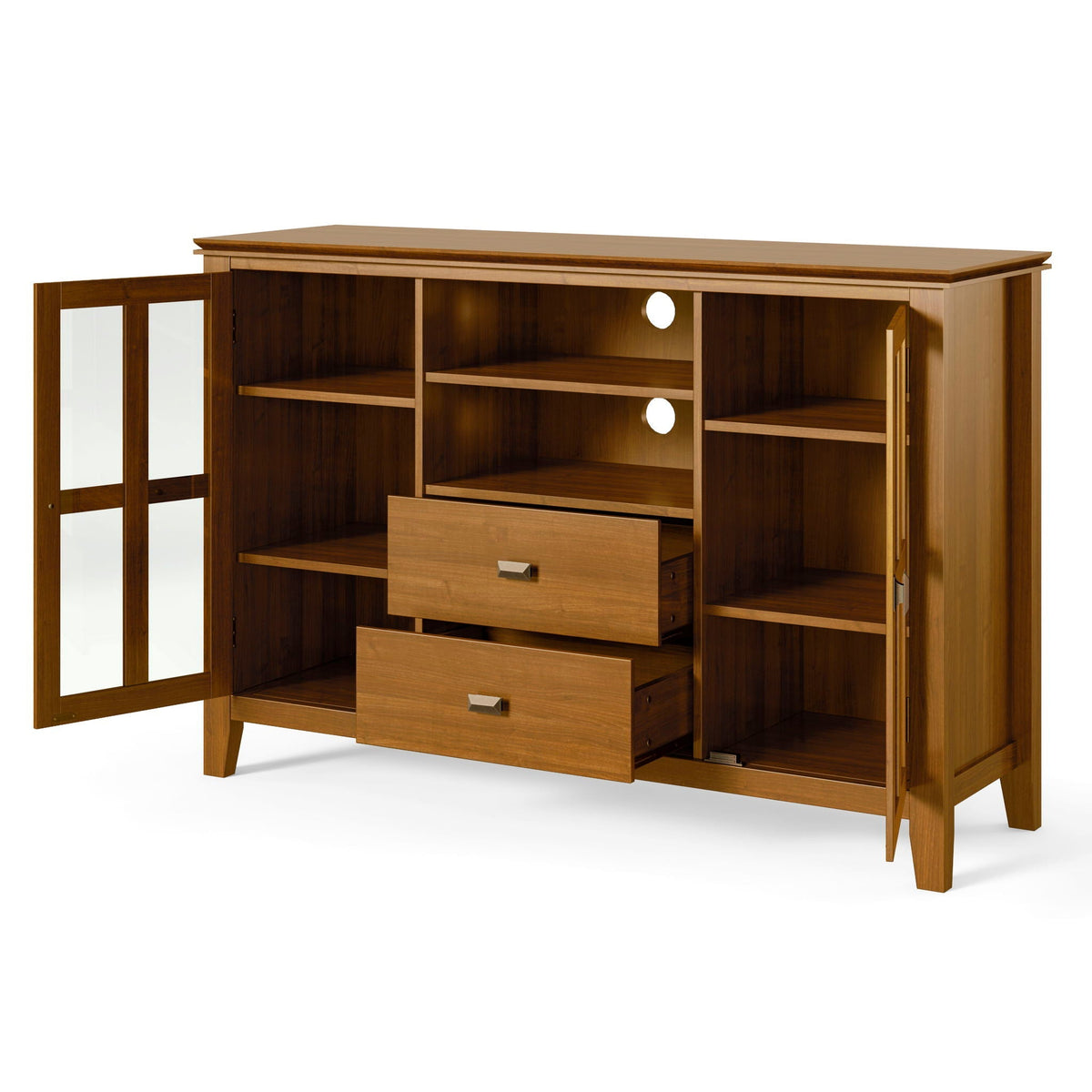 Handcrafted Tall TV Media Stand with Glass Doors and Storage - Multiple Colors