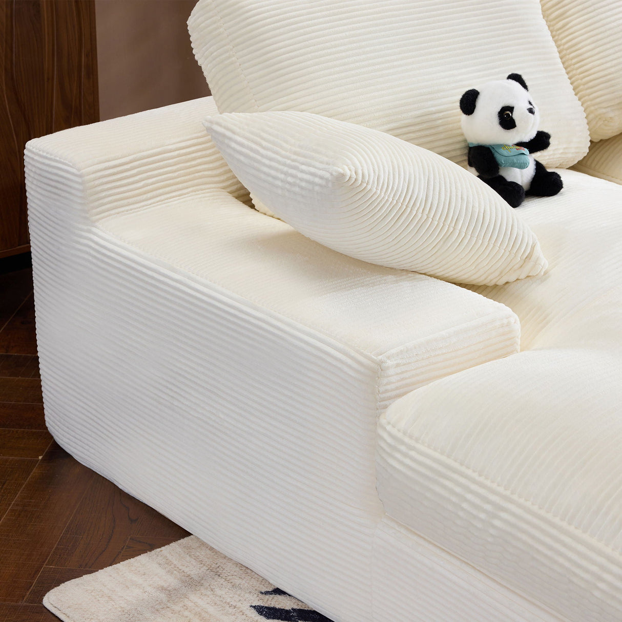 Compressed Sofa With 3 Back Cushions, 2 Throw Pillows