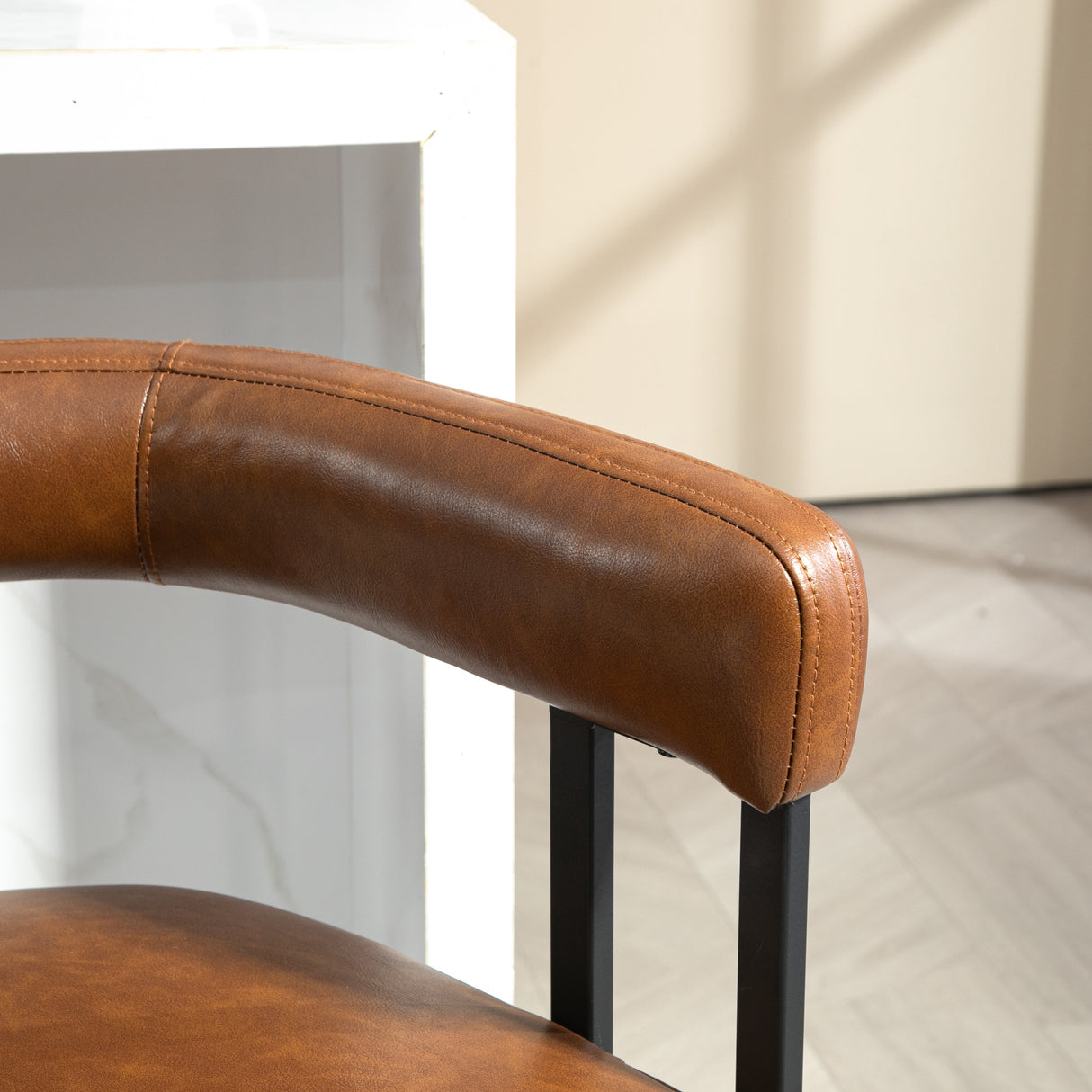 Household bar stools set of 2, modern upholstered with back