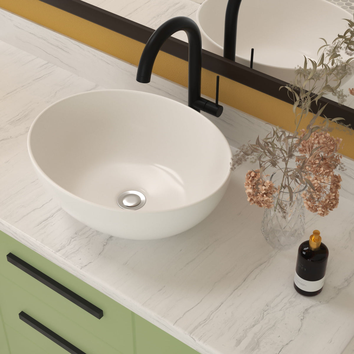 Oval Vessel Bathroom Sink - White