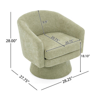 Swivel Barrel Chair With Cushioning For Living Room & Office, 360° Rotating - Green