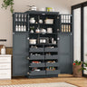 TOPMAX Freestanding Kitchen Pantry Cabinet with 4 Doors and Pull-Out Trays