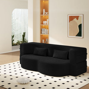 Modern Floor Sofa With 2 Pillows, Twin Size For Living Room