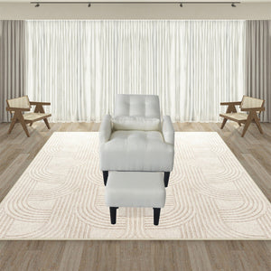 Living Room Sofa Single Chair And Ottoman, Modern Multi-Function Fabric Living Room Sofa Lounge Chair Bed And Stool. Soft Leisure Single Chair Adjustable Into 5 Angles With Sofa Bed