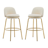 Rio Claro Indoor Metal Upholstered Barstool with Gold Finished Frame and Beige UpholsterySet of 2